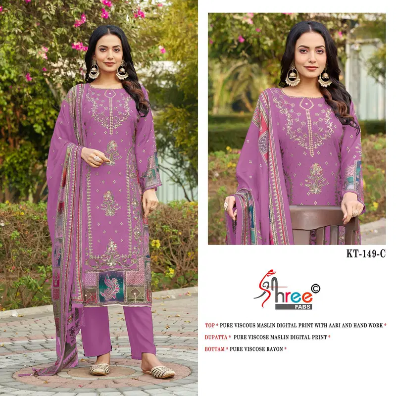 Kt 149 By Shree Fabs Viscose Printed Designer Salwar Suits Suppliers In India